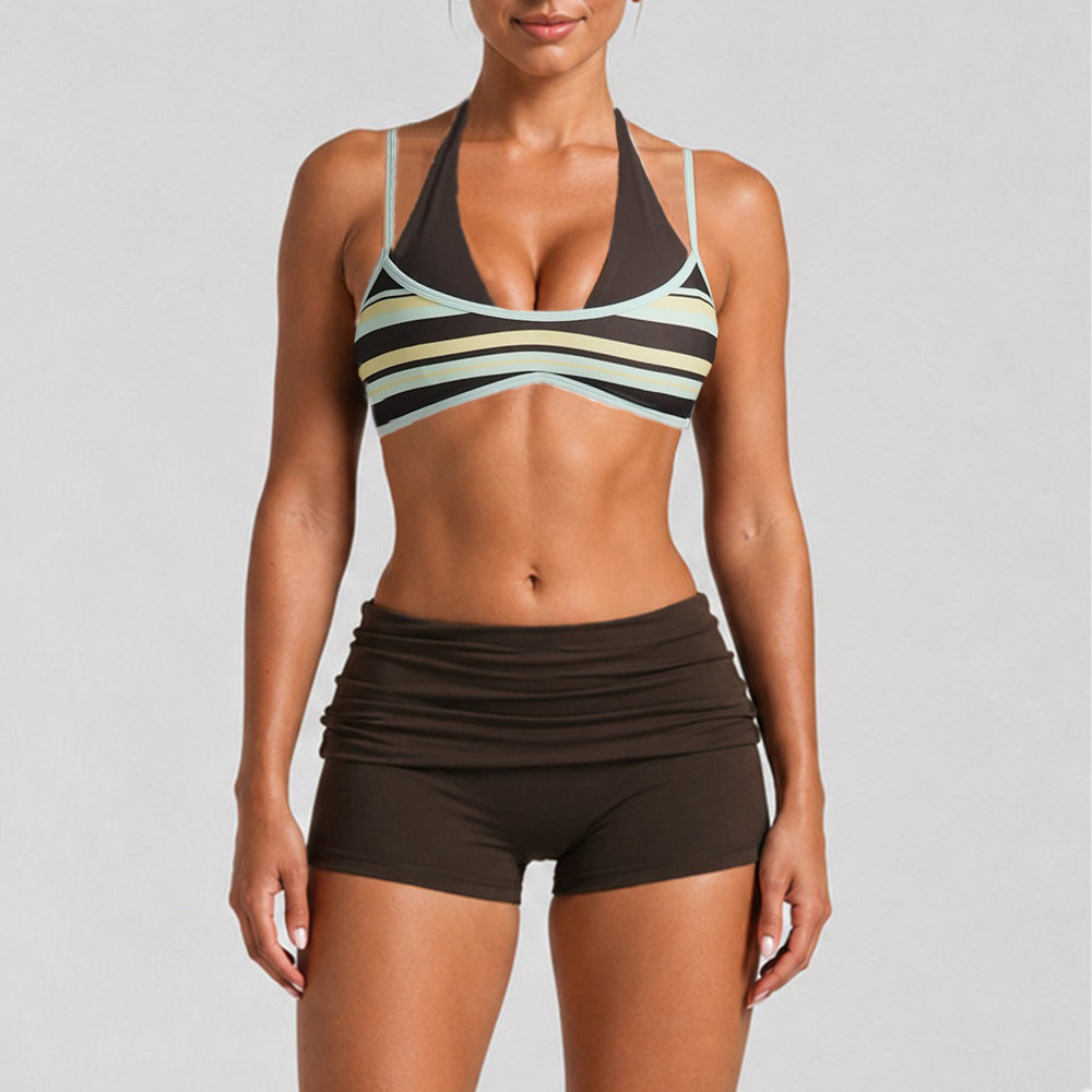 Damen-Pad-BH mit Blockmuster,  – Sports Bra High Impact Bewertung und Preis